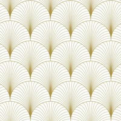 Afbeelding van Leen Bakker ESTAhome Behang Art Deco Motief Wit En Goud 0,53 X 10,05 M 139456 Goudkleurig Vlies