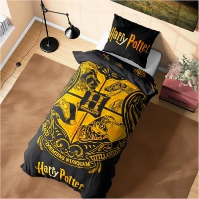 Afbeelding van Harry Potter Dekbedovertrek en kussensloop set kinderen tieners vrouwen beddengoed slaapkamer accessoires een of tweepersoonsmaat (zwart eenpersoons)