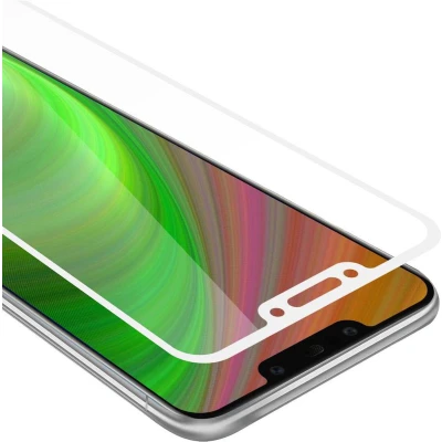 Afbeelding van Cadorabo Screenprotector geschikt voor Huawei MATE 20 LITE Volledig scherm pantserfolie Beschermfolie in TRANSPARANT met WIT Gehard (Tempered) display beschermglas 9H hardheid 3D Touch