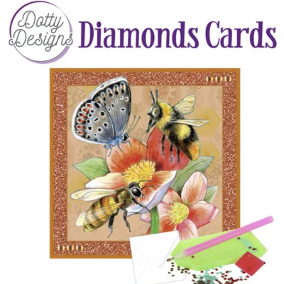 Afbeelding van Dotty Designs Diamond Cards Red Flower with Bees