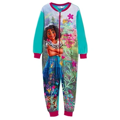 Afbeelding van Disney Encanto Onesie voor meisjes Mirabel Pyjama Kids Fleece All in One Pjs Madrigal Loungewear, Meerkleurig, 7 8 jaar