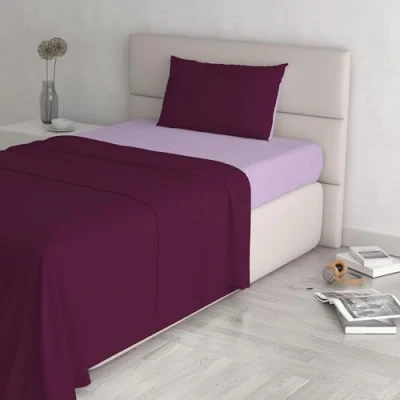 Afbeelding van Italian Bed Linen Natural Color beddengoedset, 100% katoen, paars/pruim, afzonderlijk