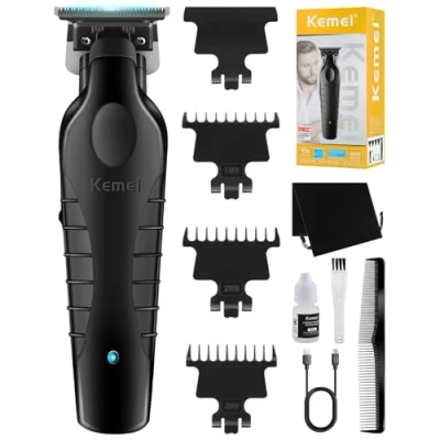 Afbeelding van KEMEI Trimmer Professionele Draadloze Tondeuse voor Mannen Elektrische Baard Trimmers Kapper Haar Stekken Kit, Zero Gapped T Blade Mannen, KM 2299, Zwart