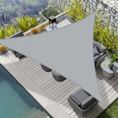 Afbeelding van HENG FENG Schaduw Zeil Driehoek Zonnezeil 3x3x3m Waterdicht Zonnescherm PES Polyester with 95% UV Blok for Buiten Patio Tuin Grijs