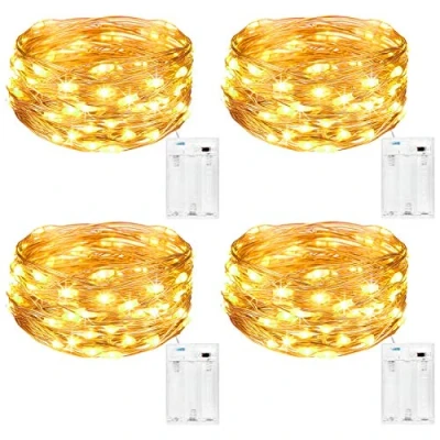 Afbeelding van Kolpop Led lichtketting op batterijen, 4 stuks, voor kamer, 5 m, 50 micro leds, lichtsnoer, snoer, binnen, werkt feest, Kerstmis, kerstboom, Halloween, bruiloft, decoratie (warmwit)