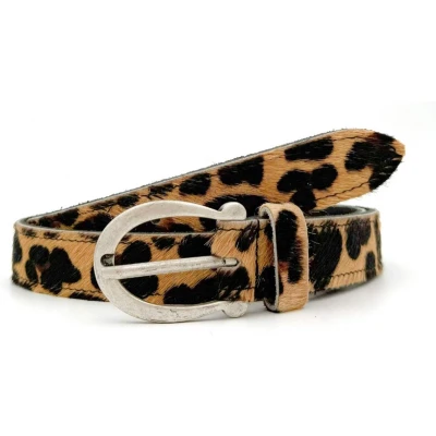 Afbeelding van Leren Leopard Riem Zilveren Gesp Dierenhuid Leer Riemen Maat 85 Breed 3 CM Print