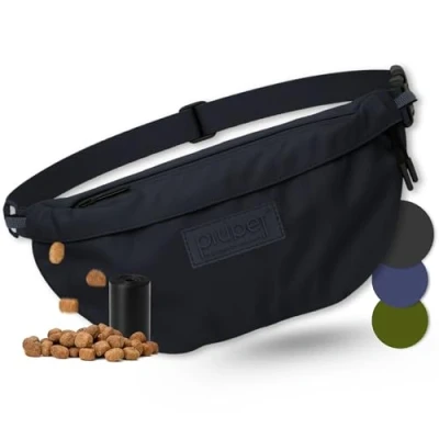 Afbeelding van PiuPet® traktatietas voor honden I Stijlvolle &amp; waterdichte hondentas Met 3 ritsvakken 2 in 1 fanny pack hondentraining schoudertas uitneembaar binnenvak (Zwart)