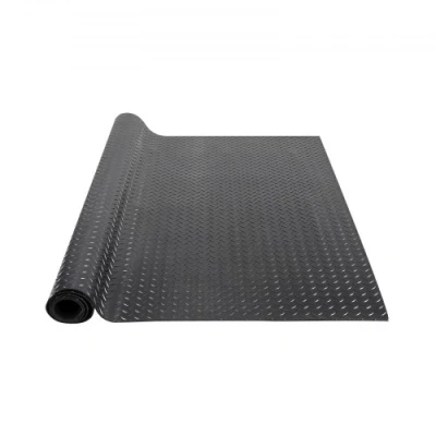 Afbeelding van VEVOR diamantplaat rubberen vloerrol, 3 mm x 1,2 m 4,6 garagevloermat, SBR garagevloerrol, gemakkelijk te reinigen, mat voor onder auto&#039;s, garage industrie, gym,