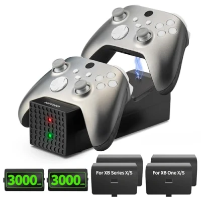 Afbeelding van NiTHO Controller Laadstation met 2 Oplaadbare Accu&#039;s, Compatibel Xbox Series X/S, One/One X/One S/Elite, Snellaadstation Batterijen en Tweekleurige LED Laadstatusweergave