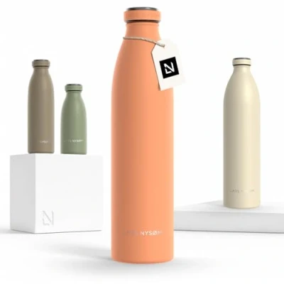 Afbeelding van LARS NYSØM &#039;Ren&#039; Roestvrijstalen drinkfles 1000ml BPA vrije geïsoleerde waterfles voorSport, Fiets, Volwassene, Kids Pumpkin Orange