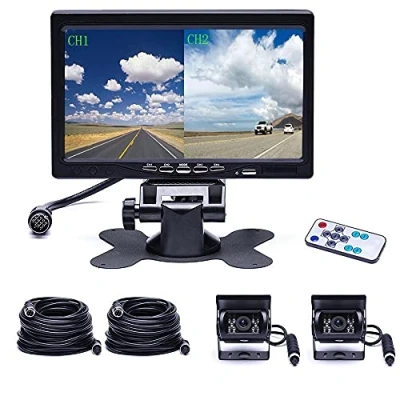 Afbeelding van Camecho Dual Backup Camera 4 Split Monitor Achtercamera Auto 18 IR Nachtzicht Waterdicht Aviation Pins Aansluiting 33 ft Kabel Voor Truck / Camper Trailer Bus