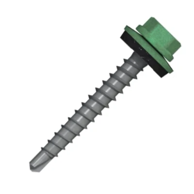 Afbeelding van Boorschroeven met 14mm ring 4,8x20 RAL 6011 resedagroen 100 stuks