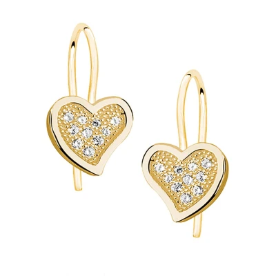 Afbeelding van JoyS Zilveren hartje oorbellen kidney oorhangers zirkonia 18k goudplating