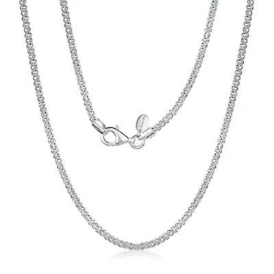 Afbeelding van Amberta Sieraden Echt 925 Sterling Zilver Keten Popcorn Halskettingen Collier voor Vrouwen en Man Unisex Lengte: 45cm