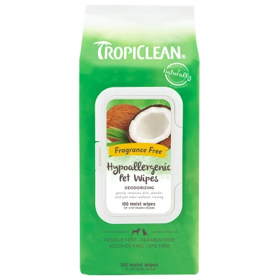 Afbeelding van Tropiclean Hypo Allergenic Wipes Hondenvachtverzorging 100 stuks