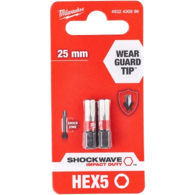 Afbeelding van Milwaukee Accessoires Shockwave Gen II Hex5 25mm 2stuks 4932430896