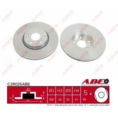Afbeelding van Remschijf ABE C3R026ABE voorkant, geventileerd, 1 Stuk
