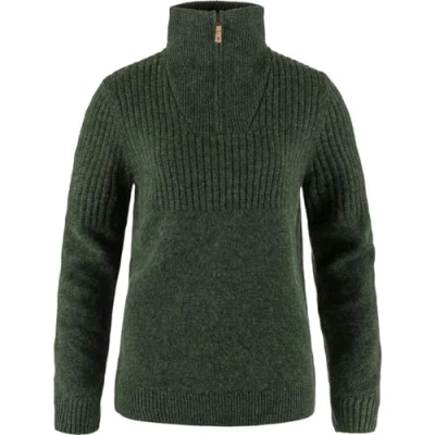 Afbeelding van Fjallraven Övik 86993 662 Knit met halve rits W/Övik Half Zip W Sweatshirt Dames Deep Forest Maat M