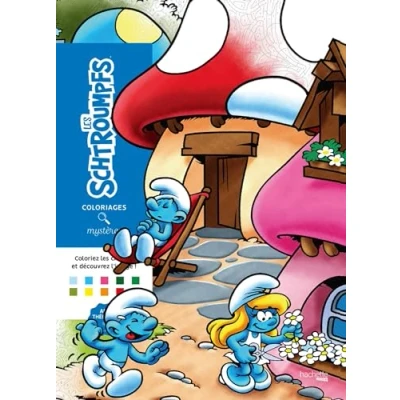 Afbeelding van Coloriages Mystères Les Schtroumpfs (smurfen) Hachette heroes Kleuren op nummer kleurboek voor volwassenen
