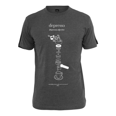 Afbeelding van Mister Tee Depresso Tshirt print, Heren, Maat: Large, Charcoal
