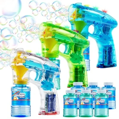 Afbeelding van JOYIN 3 Bubble Guns Kit voor Blaster Party Favors, LED Machine Supplies, Zomer speelgoed, Buitenactiviteit, Verjaardagscadeau, Blower Pasen