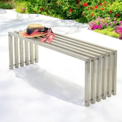 Afbeelding van DanDiBo Tuinbank, weerbestendig, metaal, roestvrij staal, massief, 115 cm, zitbank, outdoor, tuin, 96607, parkbank, lamellenbank
