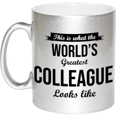 Afbeelding van Worlds Greatest Colleague cadeau mok / beker zilverglanzend 330 ml feest mokken