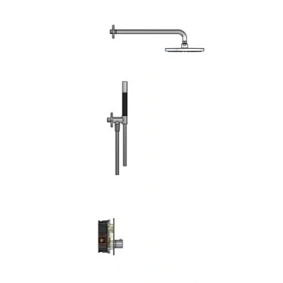 Afbeelding van Hotbath Get together Regendoucheset IBS23 Chroom 3 Standen Handdouche 20cm Hoofddouche Wandarm 35cm met wandhouder