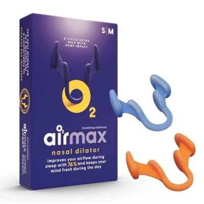 Afbeelding van Airmax neusspreider probeerverpakking 1x small &amp; medium Anti snurk nasal dilator 76% meer lucht Vrije neusademhaling Beter slapen, stop snurken en uitgerust wakker worden Met storage box