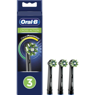 Afbeelding van Oral B CrossAction Met CleanMaximiser technologie Opzetborstels Zwart 3 stuks