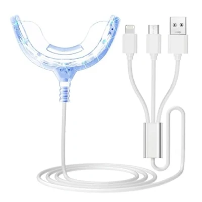Afbeelding van FiTspi Tanden bleken accelerator licht, 16 blauwe LED verlichting mondverzorgingslade, draagbare whitening enhancement lamp gel koud licht tandvergeling verwijdering compatibel met iOS/Android/USB