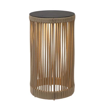 Afbeelding van Lucide PINGI Oplaadbare Vloerlamp Binnen/Buiten Accu/Batterij Ø 33,5 cm LED 3 StepDim 1x3W 3000K IP44 Taupe