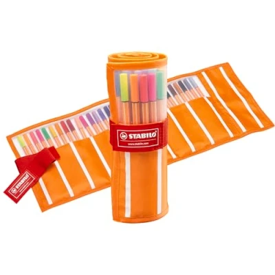 Afbeelding van Fineliner STABILO point 88/30 rollerset oranje/rood fijn assorti etui à 30 stuks