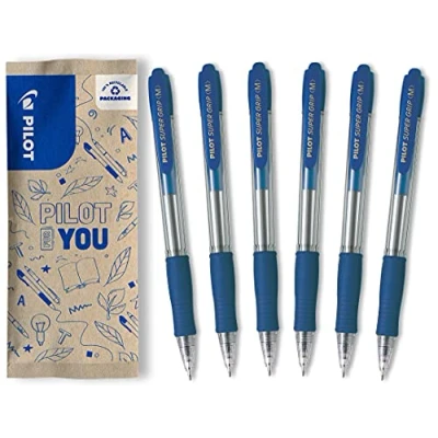 Afbeelding van Pilot Super Grip Intrekbare Balpen Medium Blauw 6 stuks