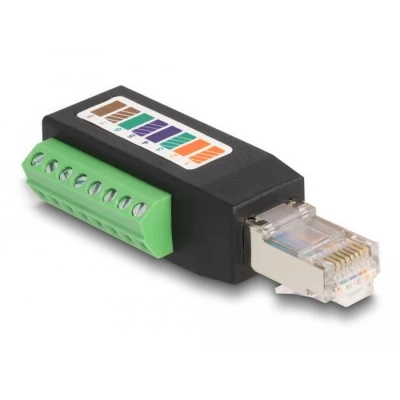 Afbeelding van Delock RJ45 Stecker Cat.5e zu Terminalblock Adapter 90 gewinkelt Del