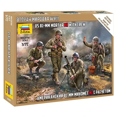 Afbeelding van 1:72 Zvezda 6287 US 81mm mortar M1 with Crew WWII Plastic Modelbouwpakket