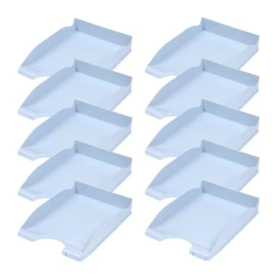 Afbeelding van DONAU 7466101PL 10 Brievenbakje Standaard/Blauw Pastelkleur/10 Stuks A4 / Brievenbak Modern en Stapelbaar Plank/Bureauplank/Polystyreen