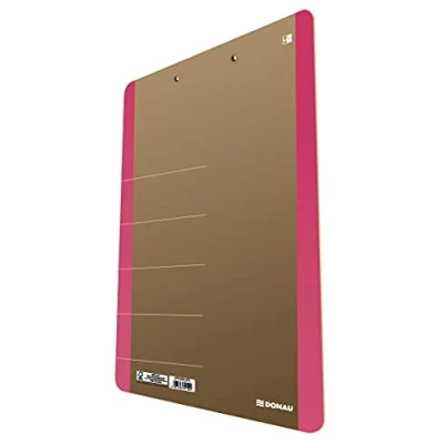 Afbeelding van DONAU LIFE 2710001FSC 30 Klembord, schrijfbord, klembordmap, A4, hard karton, karton met metalen clip, sterke klem afgeronde hoeken, kleur: roze, ideaal voor kantoor, school en thuis