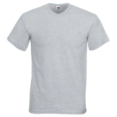 Afbeelding van Fruit Of The Loom Heren Valuegewicht V hals, T shirt met korte mouwen. (Heather Grijs) Maat S