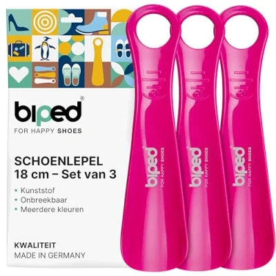 Afbeelding van biped set van 3 schoenlepels kunststof 18 cm schoenlepel Duitse productie z1570(magenta)
