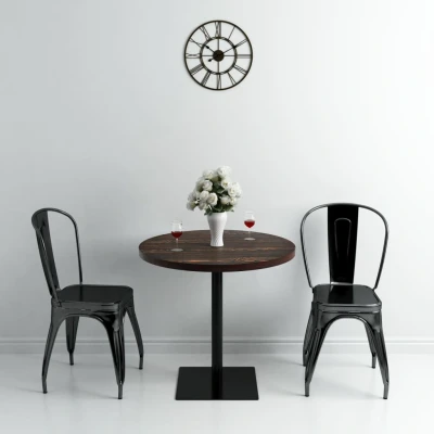 Afbeelding van Bistrotafel rond 80x75 cm MDF en staal donker essenkleur