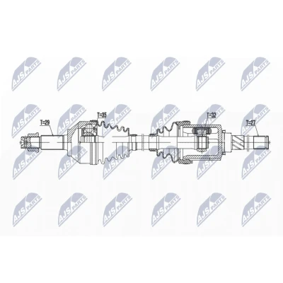Afbeelding van NTY NPW NS 165 Aandrijfas Vooras links 667mm CTV automaat (traploos) NISSAN: X Trail, RENAULT: Koleos I