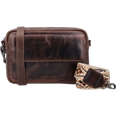 Afbeelding van Hide &amp; Stitches Next Navajo Schoudertas Donkerbruin 100% Leer