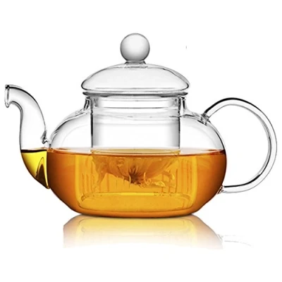 Afbeelding van TAMUME 1000ML Klassieke Stijl Glazen Theepot met Infuser Glas Zeef en Cap