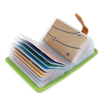 Afbeelding van 10 kleuren creditcardhouder voor dames en heren, leer, 26 sleuven, Groen, Une taille pour tous, Klassiek