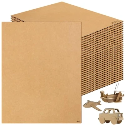 Afbeelding van 30 stuks A4 (210 x 297 mm) golfkarton, golfkarton om te knutselen, 3 mm dik karton, karton kartonnen vellen voor schilderen, modelleren, kunsthandwerk