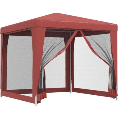 Afbeelding van vidaXL Partytent met 4 mesh zijwanden 2,5x2,5 m HDPE rood