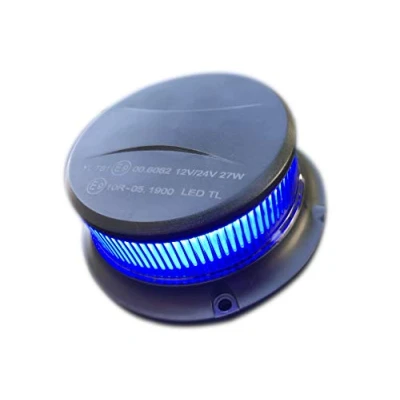 Afbeelding van Blauw LED zwaailicht waarschuwingslicht 18 met ECE R65 R10 magneet 3 flitspatronen 12V 24V