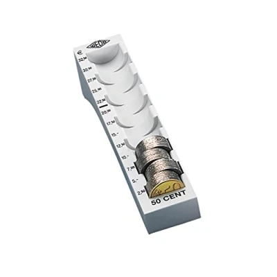 Afbeelding van Wedo 160705037 muntgroef (0,50 euro, 50 cent, kunststof voor 65 munten met markeringen 18 x 4,5 3,75 cm) lichtgrijs