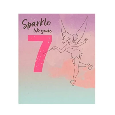 Afbeelding van UK Greetings Disney 7e verjaardagskaart voor haar/meisje/vriend met envelop zilverfolie ontwerp Tinker Bell